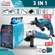 3IN1 SET Including Electric Impact Drill and Grinder Set + MMA-450 Portable IGBT Inverter Welding Machine