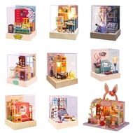 (Popular toys)Casa ชุดจิ๋ว DIY,บ้านตุ๊กตาไม้ของเล่น Aksesori Perabot พร้อมกล่องใส่ของในห้องแบบญี่ปุ่นสำหรับเป็นของขวัญให้กับเด็ก