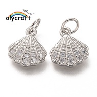 10pcs Brass Micro Pave Clear Cubic ia Long-Lasting with Jump Ring Shell Shape 12x10x2mm Jump Ring: 5