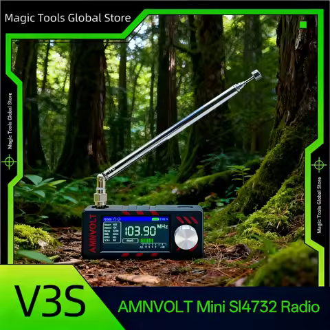 V3S AMNVOLT Mini SI4732 DSP Radio Receiver with Hi-Z & Headphone Amp ABS Case FM/AM/SSB Receiver