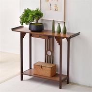 WISFOR Oriental Console Table with Drawer Bottom Shelf Rustic Wood Hallway Writing Table Hall Corrid