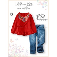 RED FLOWER GIRLS SUIT + JEANS / LR 224 F1