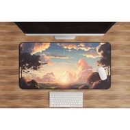 Anime Desk Mat, Custom Kawaii Mousepad, Cute Sunset Mouse Pad, Japanese Lofi Gaming Desk Mat, Extended Large Mousepad, Scenic Desk Accessory