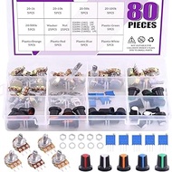 Swpeet 80Pcs 1K-500K Ohm Potentiometer Assortment Kit with 1Kohm -100Kohm Multiturn Trimmer, Knurled
