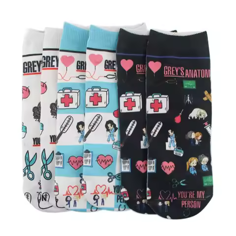 TV Show Greys Anatomy Socks Cartoon Printed Boat Socks Sweat absorption Deodorization Daily Sports S