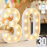 12.6 Inch Light Up Numbers, Warm White and Cool White Lighted Marquee Number with Remote, 30th Birth