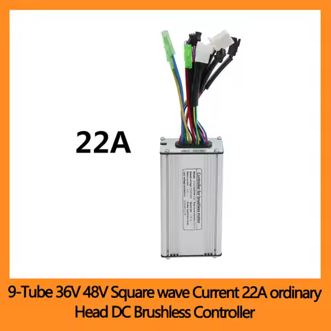 9-Tube 36V 48V ordinary head Square wave Brushless DC controller Current 22A For Bicycle lithium bat