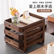 Tea Set Display Box Drawer Storage Rack Tray Log Home Walnut Shelf Tea Ceremony Storage Cabinet ZY3G