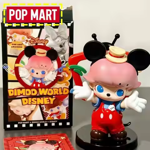 Genuine Pop Mart Dimoo X Disney Flocked Blind Box Mickey Minnie Cute Figurine Collectible Desktop De