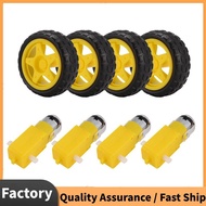 4PCS DC Electric Motor + Plastic TT Motor Tire Wheel Dual Shaft Gear Motor TT   for  Smart Car