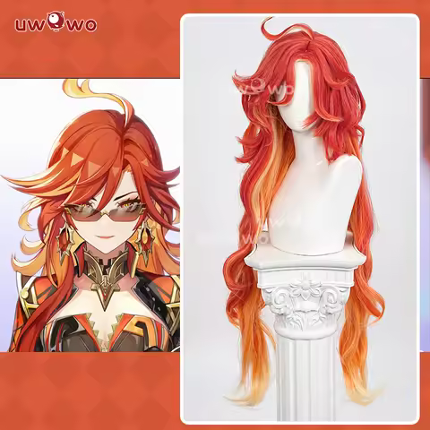 UWOWO Mavuika Wig Game Genshin Impact Mavuika “Pyro Archon” Cosplay Wig Orange Hair Long Hair Hallow