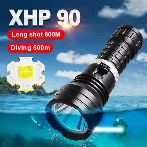 Professional Diving Flashlight XHP90 Powerful Underwater Lamp IPX8 Waterproof LED Torch High Power F
