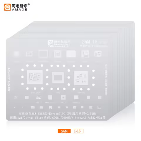 Sam1-15 BGA Reballing Stencil For Samsung S8 S7 S9 S10 S21 S20 Plus Note 10 9 5 4 A40S A10-A70 A90 A