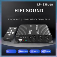 (UDOP) 838 USB Bluetooth Subwoofer Amplifier HIFI 2.1 12V Car Home Amplifier U Disk Lossless Suitabl