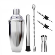 6in1 Set Bartender Cocktail Shaker Jigger Bar Spoon 750ml Shaker Cocktail Stainless Steel Bottle Sha