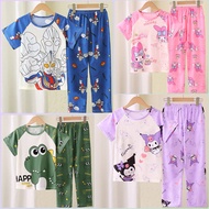 (Short sleeves + long pants) Pyjamas Kids baju frozen Girl Sleepwear Kids Pyjamas Set Cute Cartoon P