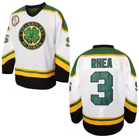 Movie Goon Ross The BOSS ST John's Shamrocks #3 RHEA Hockey Jersey Mens Sportswear Cosplay EMHL Sewi
