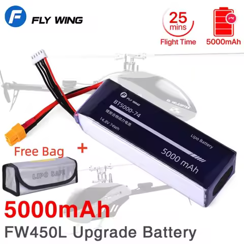 Fly Wing FW450L 5000mAh 4S Lipo Battery ACE Tattu 14.8V 35C Upgrade Battery with XT60 Plug For RC He
