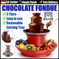 Chocolate Fondue w/ Serving Tray l Hot Chocolate Fountain Makerl Mini Stainless Steel Party Electric Melting Machine Pot