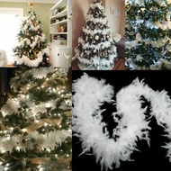 2m Natural Feather Boa Strip Xmas Ribbon Party Garland Decor Christmas Tree White Diy Craft Wedding 