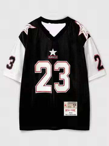 Men's Sporty Color-Block Football Jersey TShirt Number 23 Basketball Jersey Fashion Short Sleeved To