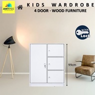 𝐀𝐍𝐓𝑃𝐸𝐸 𝟒 𝐃𝐨𝐨𝐫 𝐊𝐢𝐝'𝐬 𝐖𝐚𝐫𝐝𝐫𝐨𝐛𝐞 𝐖𝐢𝐭𝐡 𝐇𝐚𝐧𝐠𝐢𝐧𝐠 𝐑𝐨𝐝 🐜 Almari Baju Pakaian Kanak Pintu Children Bedroom Wood Furniture