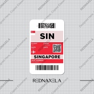 Vinyl Boarding Pass Sticker SIN Singapore Outdoor Waterproof Suitcase Sticker