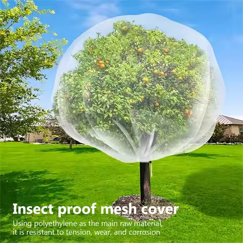 Large Fruits Tree Netting Cover with Zipper and Drawstring Garden Insect Netting Transparent Anti-Bi