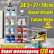 Seven BUS Transparent Shoe Box Size:19*35*27cm Shoe Storage Size 48 Thickened Hard Plastic Multifunc