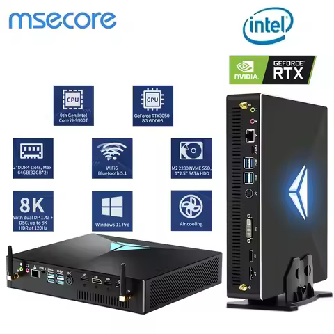 MSECORE MV200 Intel Core i9-9900KF RTX3050 8G Discrete Card Game Mini PC Windows 11 Desktop Computer
