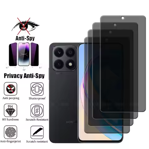 4Pcs For Honor X8A Glass For Huawei Honor X8A Screen Protector Protective Anti-Spy Privacy Cover Glu