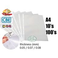 A4 Size Clear Sheet Protectors 11 Holes 100S PP Plastic Refill Sheets for 2D,3D,4D Ring Files