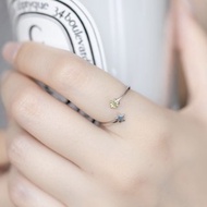 橄欖石925純銀星星戒指 可調式戒指