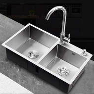 80x45cm Double Tub Kitchen Sink Stainless Steel 304[DIARKIS] 3mm Thickness