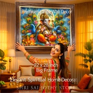 Premium 3D Arcrylic Peacock Ganesha Wall Frame W22 x H28 Colorful Spiritual Home Decor Ready Stock M
