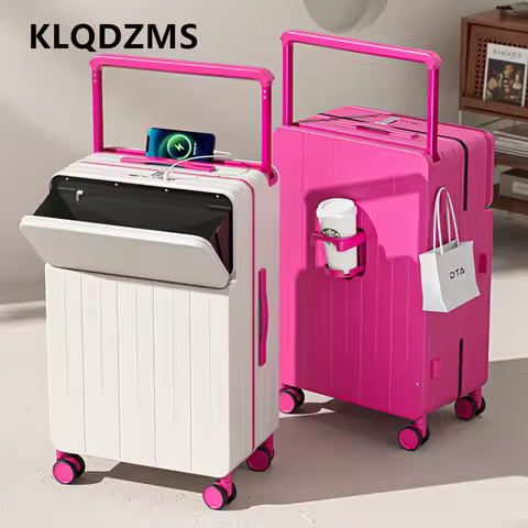 KLQDZMS Multifunctional Suitcase Front Opening Boarding Box Laptop Trolley Case 20"22"24"26 Inches S