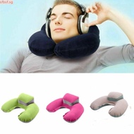 SFBSF U-Shape Pillow, with Storage Bag Flocking Air Inflatable Pillow, Portable Folding PVC Neck Hea
