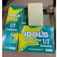 1PAD YELLOW quiz PAD PAPER 1/2 LENGTHWISE PAD &CROSSWISE