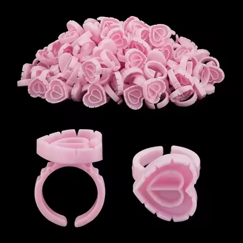 100Pcs Volume Glue Ring Cup for Lashes Fan Tattoo Pigment Holder Container Glue Holder Blossom Cups 