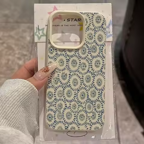 Blue Floral Pattern Fresh Design Phone For iPhone Case 17 Pro 16E 15 14 13 12 11 Pro Max XS XR 7 8 P