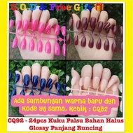Cq92-24pcs Glossy Long Pointed Fake Nails / Fake Nails Stiletto / Fake Nails / Fake Nails / Fake Nai