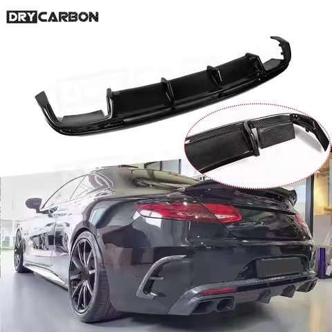 Dry Carbon Fiber Rear Bumper Diffuser Spoiler for Benz S Class W217 C217 S63 S65 Coupe 2014-2019 Car