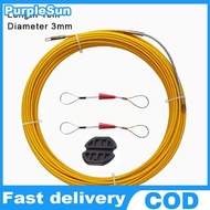 PurpleSun Fiberglass Fish Tape Cable Puller 3mm 10M 1Set Non-Conductive Wire Guide Tool for Electric