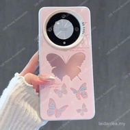 Honor X9A X9B X9C 5G Casing Cute Pink Butterfly Matte Shockproof Case Luxury Plating Button Hard Pho