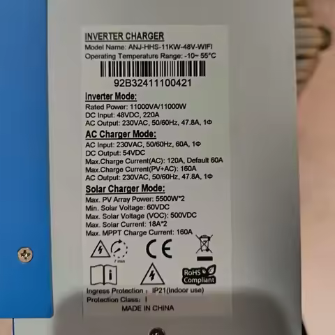 ANENJI 11KW 6.2KW 220V Solar Inverters Hybrid On/Off Grid Grid Tie Inverter MPPT Wifi inversor solar