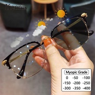 Photochromic Power Glasses Anti Blue Light For Women Men With Power Transition Grey -50/-100/-200/-3