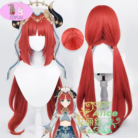 Nilou Cosplay Wig Game Genshin Impact Nilou Sumeru Red Long Double Ponytail Fake Hair Halloween Carn