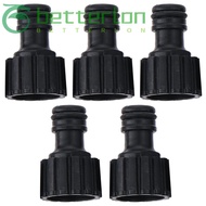 BETTER-LONTIME 5PCS Faucet Connector, PP G3/8 Female Thread Hose Adapter, Watering Accessories Black
