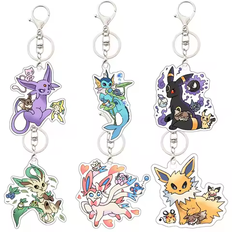 Pokemon Key Chain Vaporeon Sylveon Jolteon Leafeon Espeon Umbreon Anime Cartoon Acrylic Keychain Bag