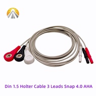 สาย Holter Din 1.5 3 Leads Snap 4.0 AHA หรือมาตรฐาน IEC สำหรับเครื่องบันทึกเสียงโฮลเตอร์ Din1.5